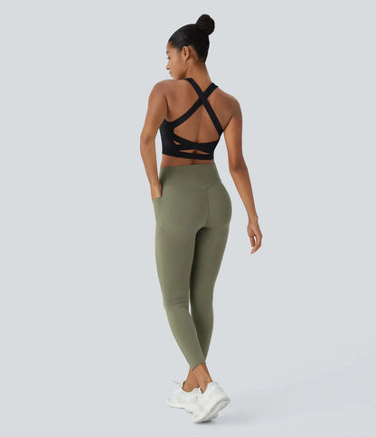 High Waisted Butt Lifting Tummy Control Side Pocket Shaping Training Leggings