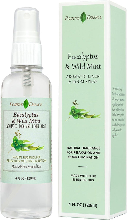 Eucalyptus & Wild Mint Room and Linen Spray, Natural Aromatic Mist Made with Pure Eucalyptus & Wild Mint Essential Oils, Refreshing Air Freshener Odor Eliminator