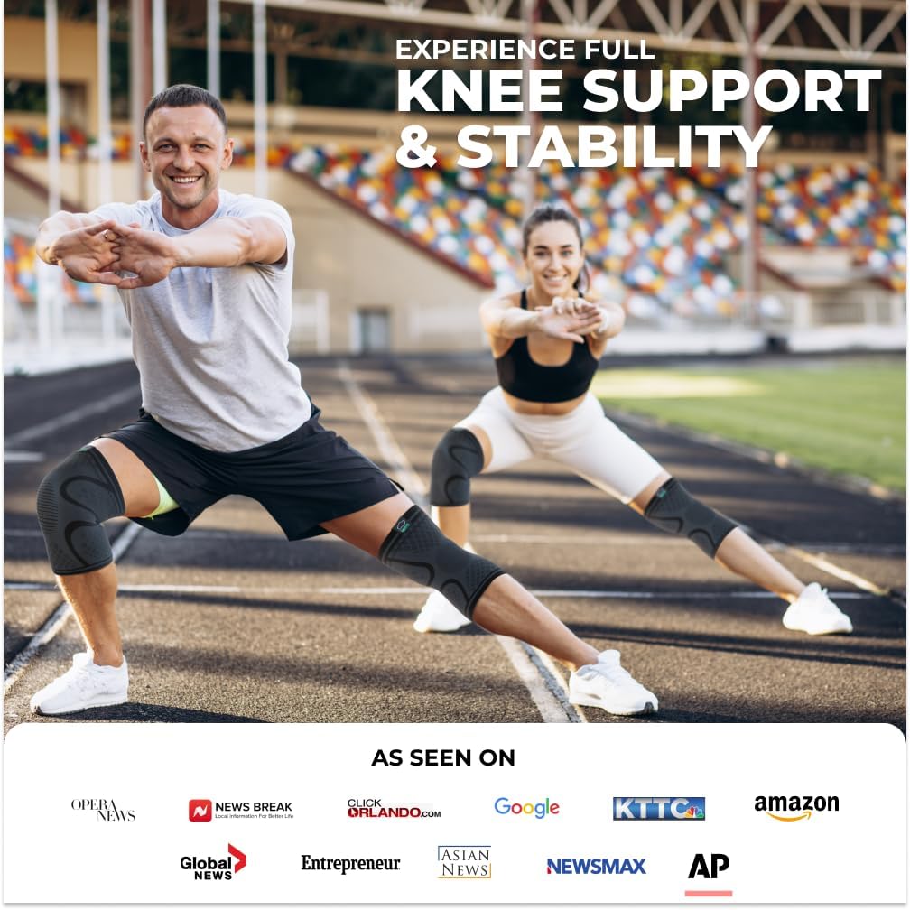 Compression Knee Brace for Women & Men - 2 Pack Knee Brace for Women Running Knee Pain, Knee Support Compression Sleeve, Workout Sports Knee Braces for Meniscus Tear ACL & Arthritis Pain Relief