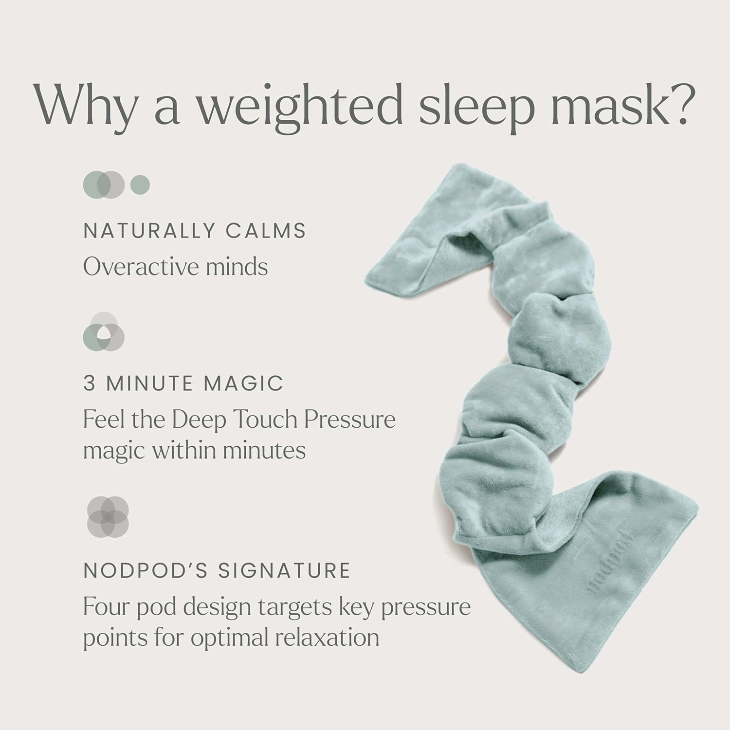 Gentle Pressure Sleep Mask | Patented Light Blocking Design for Sleeping, Traveling & Relaxation - Sage