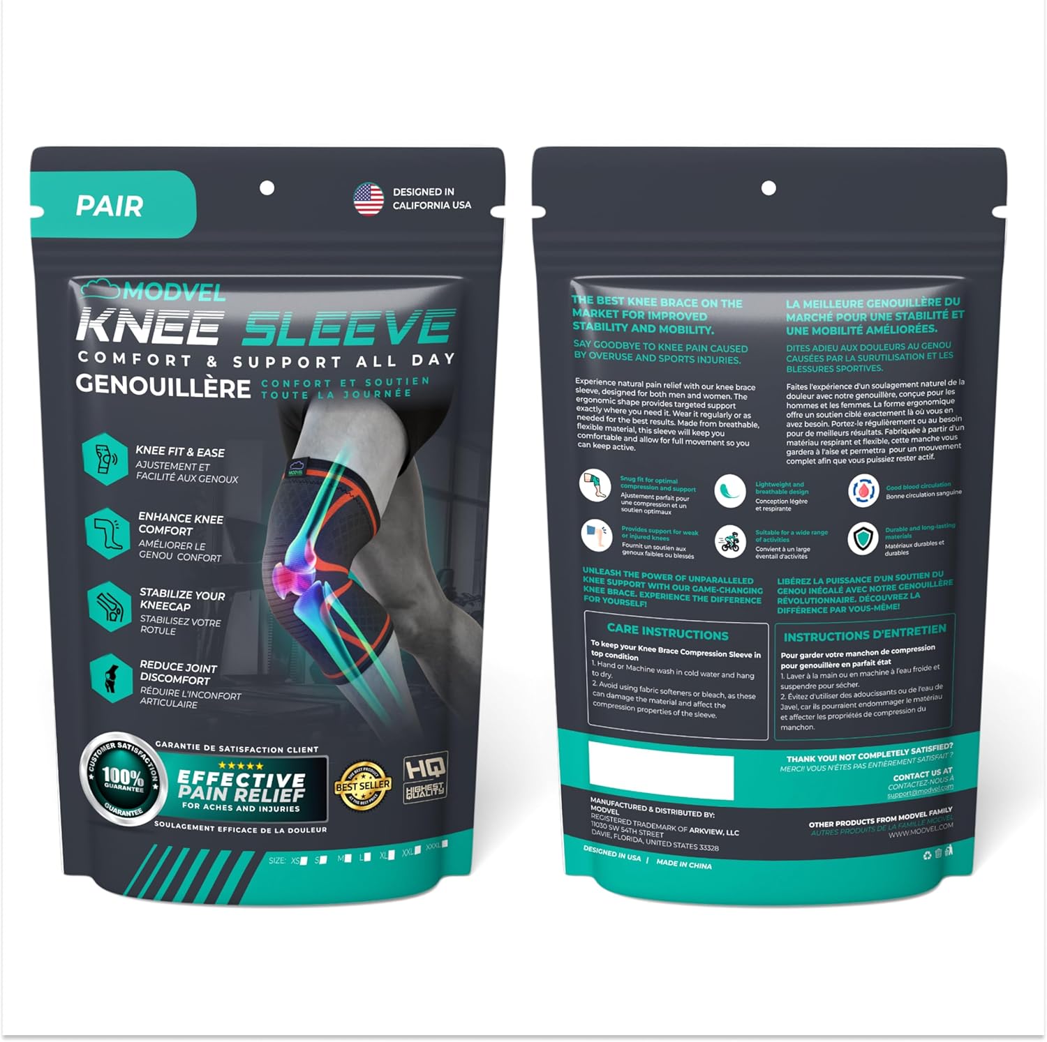 Compression Knee Brace for Women & Men - 2 Pack Knee Brace for Women Running Knee Pain, Knee Support Compression Sleeve, Workout Sports Knee Braces for Meniscus Tear ACL & Arthritis Pain Relief