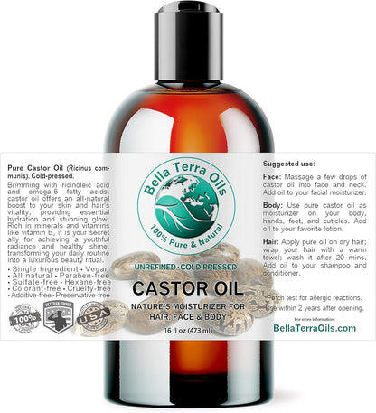 - Organic Castor Oil 16 Oz - a Nutrient-Dense Experience, Packed with Minerals & Omega-9 Fatty Acids, Elevate Your Beauty Regimen